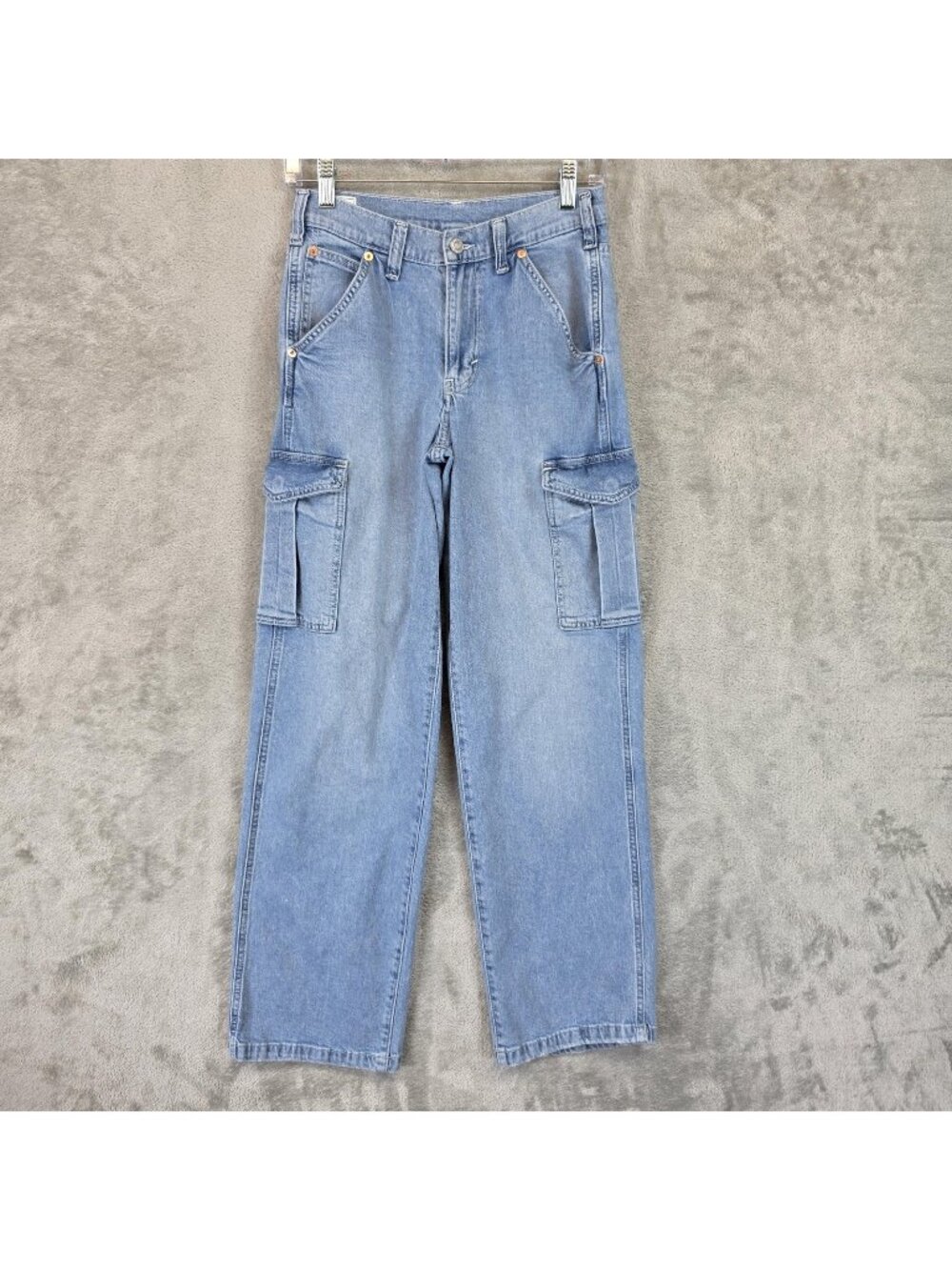 Gap 90s Loose Cargo Wide Leg Jeans Womens 24 Blue Light Wash Mid Rise Denim